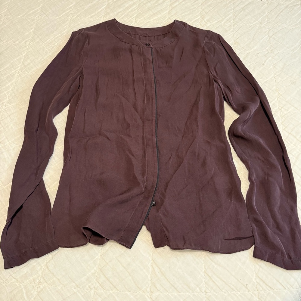 A.L.C. Oxblood Draped-back Blouse